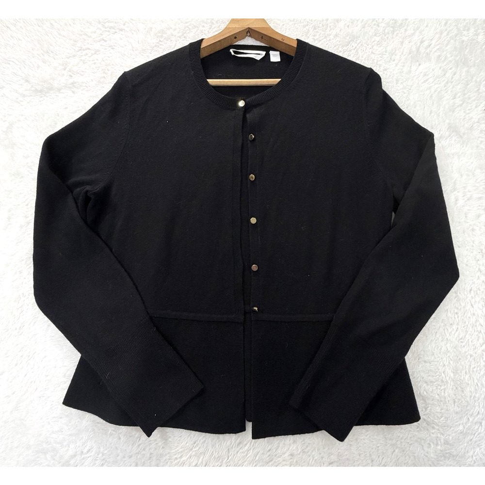 BOSS Hugo Boss Felija Peplum Merino Superfine Wool Sweater Black Size Large